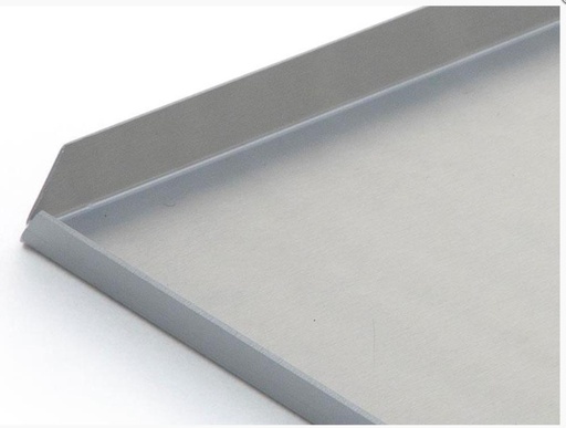 [53202031] ZILVEREN ALUMINIUM SCHAAL 40X25XH1CM RECHTE KANT GESNEDEN HOEK