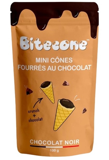 [08055551] BITECONE MINI HOORN GEVULD MET 50% PURE CHOCOLADE 100GR