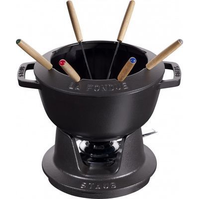 [57659915] STAUB ROUND BLACK FONDUE SET 20CM -1.75L