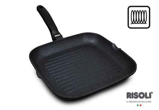 [60251107] RISOLI BLACK+ 26 CM NON-STICK DIAMOND GRILL PAN - ALL HOB