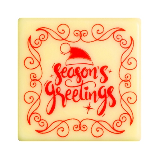 [08058087] 088040 SQUARE PCB CB SEASON'S GREETINGS 3.5CM 140PCS ***S/CDE***