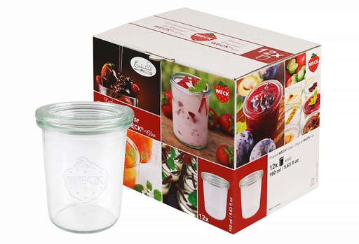 [56000532] WECK BOCAUX DROITS "MINI" Ø 60MM A/COUVERCLE 160ML-12P COUVERCLE VERRE -160