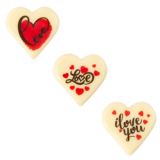 [08054572] 2068098 I LOVE YOU/LOVE HART PLAAT 3CM CHOCOLADE 160 STUKS