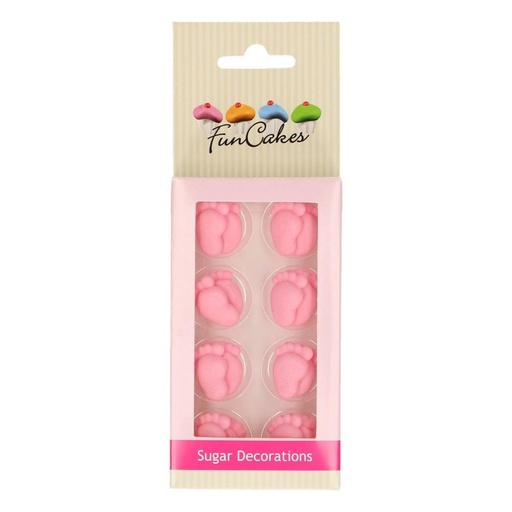 [08053288] FUNCAKES BABY GIRL FEET SUGAR DECORATION 16PCS