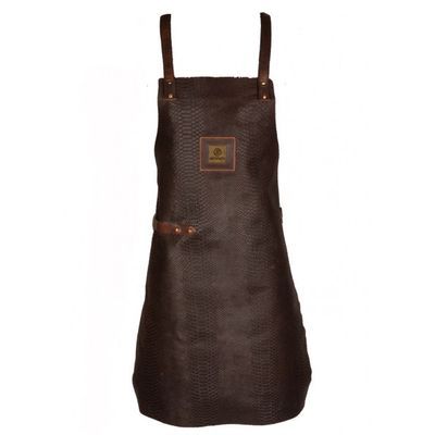 [57661342] ARTEFACTO KOLOS CROCODILE APRON BROWN LEATHER H83X63CM CROSSED BACK