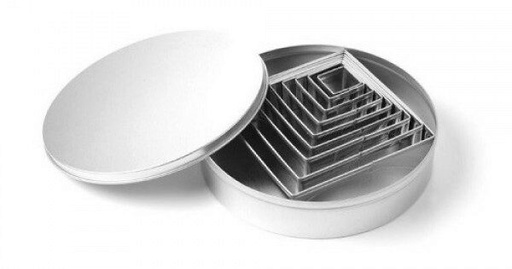 [52000874] BTE EMPORTE PCES CARRE INOX  BOITE DE 9 PCES