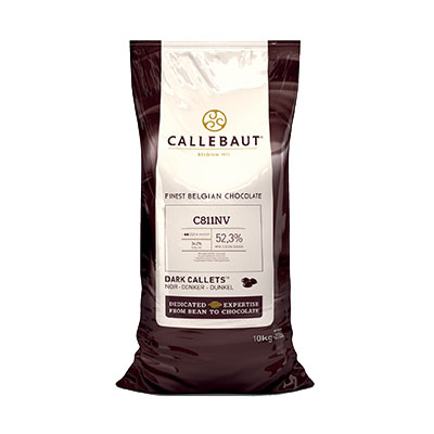 [03070124] CALLEBAUT C811NV-554 FONDANT CHOCOLADE CALLETS 53.1%  KARTON VAN 2 ZAKKEN X 10KG = KG