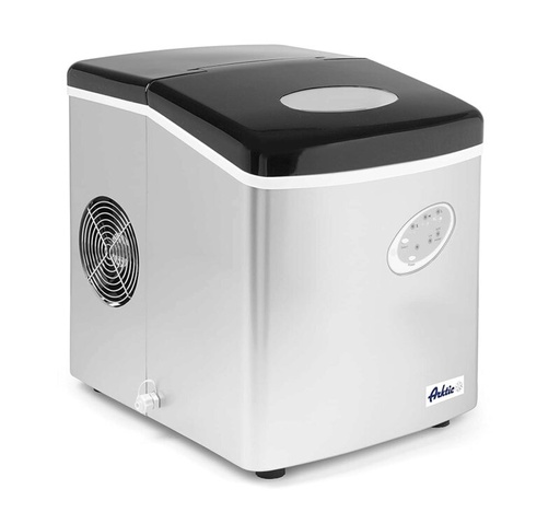 [60251675] ARKTIC TABLETOP ICE MAKER 12KG/24H STAINLESS STEEL WITH BLACK ABS LID - 3 ICE SIZES - 3.2KG RESERVE
