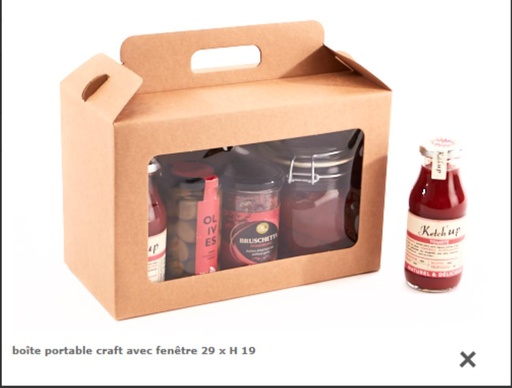 [60300235] DRAAGBARE KRAFT DOOS MET VENSTER 29X14.5CM HT 19CM