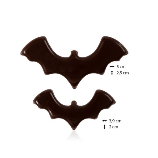[08082238] 2091128 CHAUVE SOURIS EN CHOCOLAT NOIR 50X25 & 39X20MM 150 PCES
