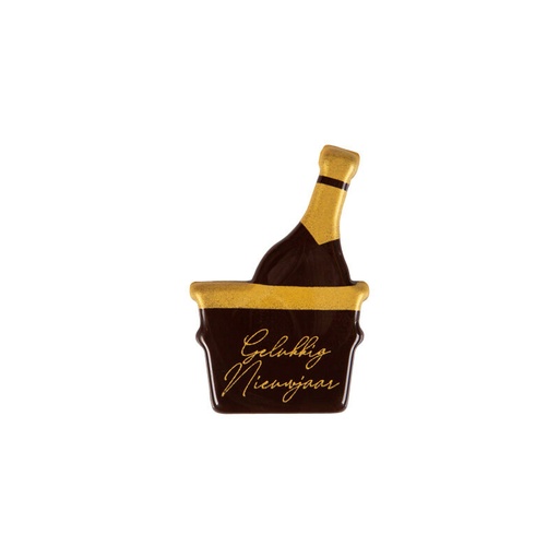[08082123]  2014822 CHAMPAGNE BOTTLE BLISTER WITH NEW YEAR'S DARK CHOCOLATE SEAUGELUKKIG 120 PCES