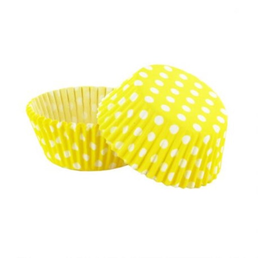 [70407408] Cupcakevormpjes  geel met witte stip 50 stukken =blister