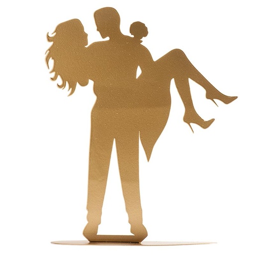 [60100249] MARRIED COUPLE FIGURINE 2D METAL GOLD 18CM