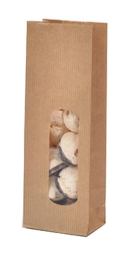 [42500070]  KRAFT BAG WITH WINDOW 70 X 40 X 200 MM 100PCS