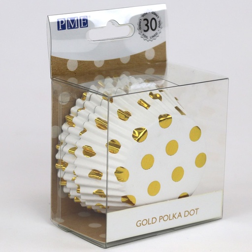 [08053470] PME WHITE ALUMINUM CUPCAKE BOX WITH GOLD DOTS 30 PCES