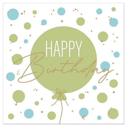[60700812] ARTEBENE SERVET 33X33CM GROENE BAL HAPPY BIRTHDAY 20ST