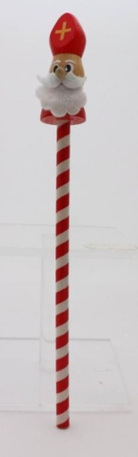 [62230122] SINT NIKLAASPOTLOOD GESTREEPT WIT ROOD 210MM