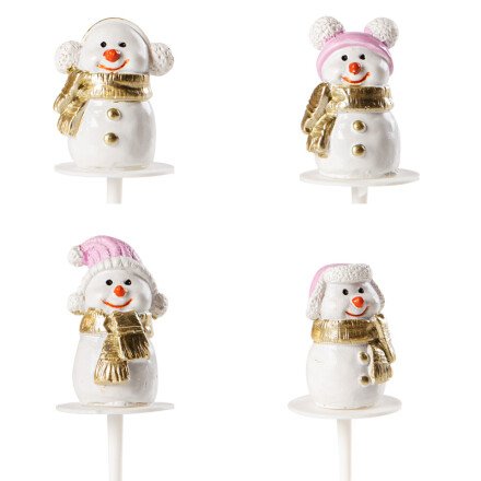 [08054491] 1015381 BONHOMME DE NEIGE ROSE/OR 3D SUR PIC 4CM 64PIÈCES ***S/CD***