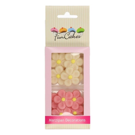 [08053251] FUNCAKES MARGUERITE EN MASSEPAIN BLANC ET ROSE 3CM12 PCES