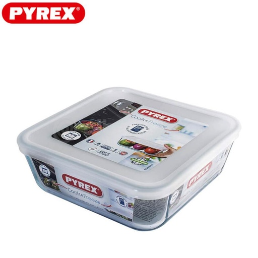 [60250761] PYREX COOK&FREEZ PLAT CARRE 20X20XH7CM 2.00L A/COUVERCLE BOROSILICATE -40+300°