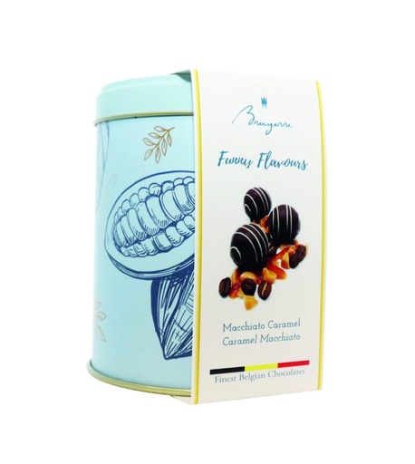 [11040275] BRUYERRE BOITE METAL TRUFFES MACCHIATO CARAMEL 100GR 8X100GR