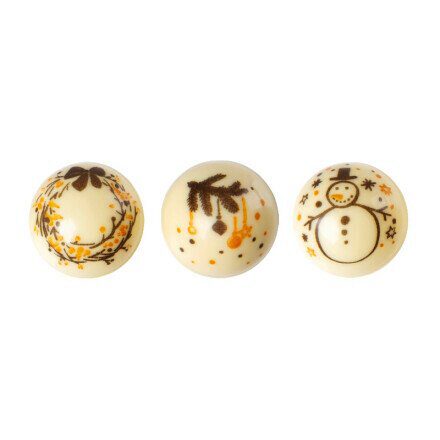 [08039934] 2014740 RETRO DESIGN BALL CHOCO WHITE DIAM28MM 96PCES ***S/CDE***
