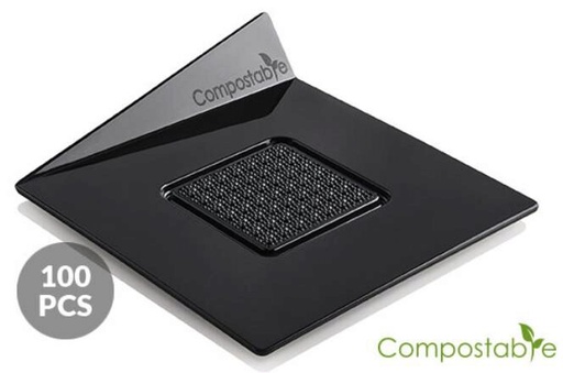 [51657224] SILIKOMART ASSIETTE/PLATEAU NOIR CARRE(SQUARE) 83X83MM COMPOSTABLE 100PCES