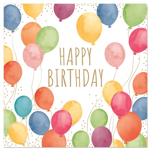 [60700815] ARTEBENE SERVIETTE 33X33CM HAPPY BIRTHDAY BALLONS 20PCS