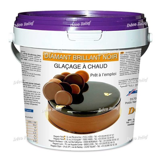 [08075059] GLOSSY BLACK DIAMOND CHOCOLATE GLAZING 1KG