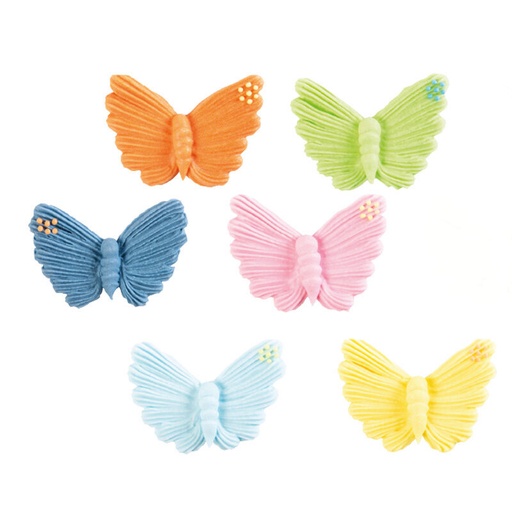 [08054269] *FF*1051718 ASSORTMENT OF MULTICOLOURED SUGAR BUTTERFLY 45X30MM 100 PCES ***ON ORDER***