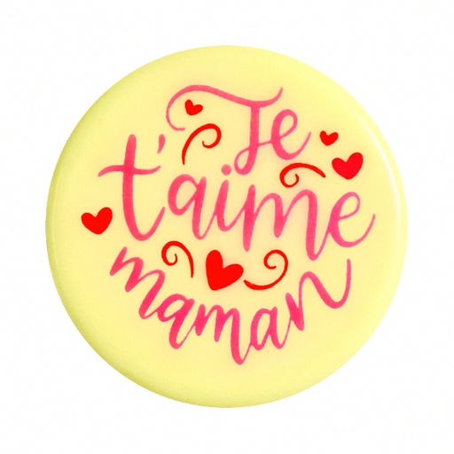 [08058280] 088124 PCB RONDS CB JE T'AIME MAMAN Ø 4CM 96PCS ***S/CDE***