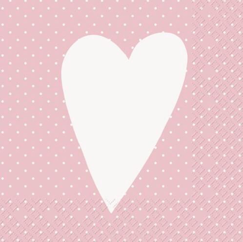 [60700464] STEWO NAPKIN 33X33CM PINK WHITE HEART PACK OF 20PCS