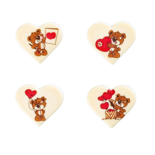 [08053859] 2068354 50X46MM WHITE CHOCOLATE BEAR HEART PLATE 75 PIECES = BOX ***S/CD***