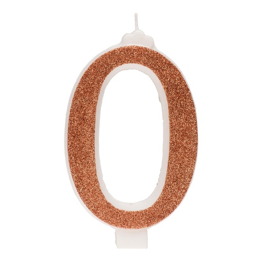 [08041874] BOUGIE CHIFFRE N°0 PAILLETTES OR 13CM