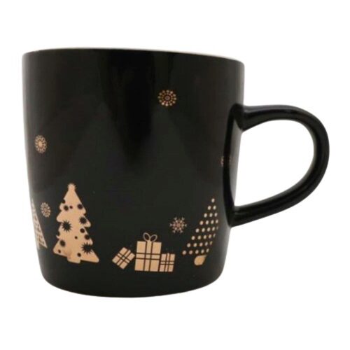 [62250594] CHRISTMAS MUG BLACK GOLD DIAM 9.5 X H 9.5