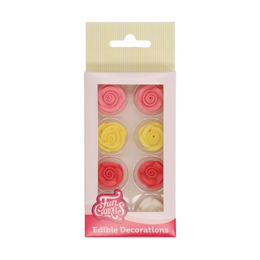 [08053196] FUNCAKES GEASSORTEERDE ROZE SUIKERTOPPERS Ø 25MM 8 STUKS