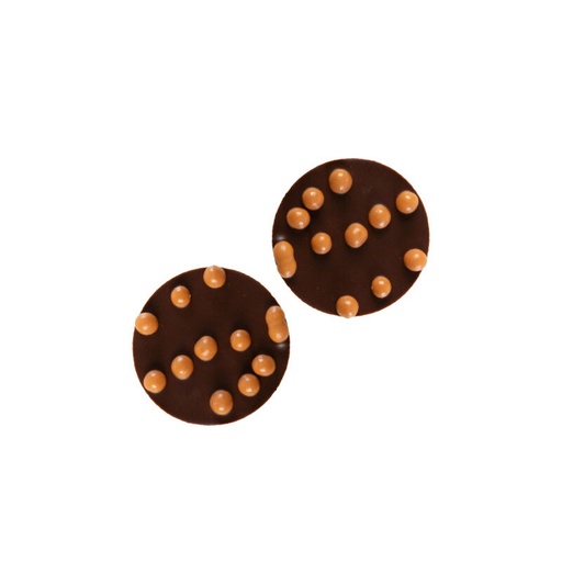 [08054052] 2035380 DISQUE CHOCOLAT NOIR AVEC CRISPEARL CARAMEL3CM 140 PCES ***S/CDE***