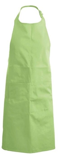 [53141065] TABLIER KARIBAN BAVETTE + POCHE LIME VERTH90XL71CM POLYESTER/COTON