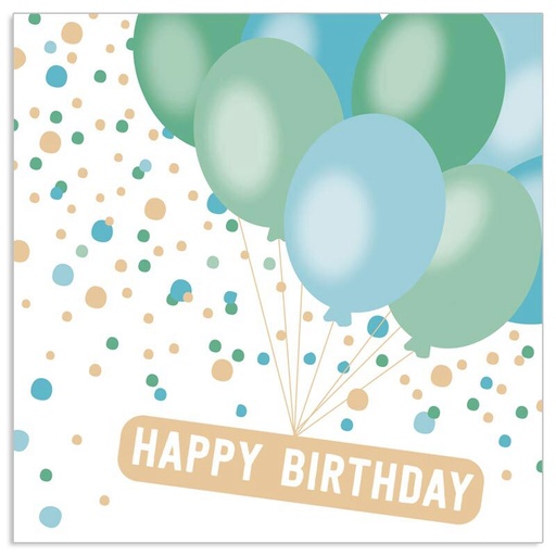 [60700519] ARTEBENE NAPKIN 33X33CM HAPPY BIRTHDAY RETRO GOLD BALLOON" PACK OF 20 PCES