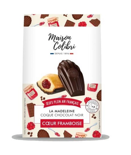 [11010436] COLIBRI MADELEINE COEUR FRAMBOISE COQUE CHOCOLAT NOIR 150GR 7X150GR