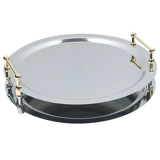[57657795] APS PLATEAU ROND 48CM INOX 18/10 UNI EMPILABLE PAR LES POIGNEES