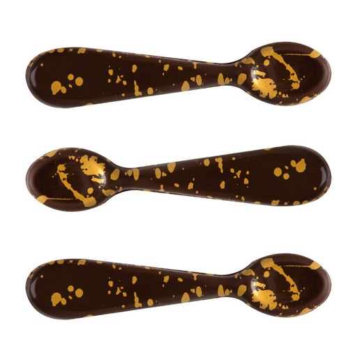 [08063214] 2034807 CUILLÈRE EN CHOCOLAT MOTIF TACHES OR 9,5X2CM40 PCES ***S/CDE***