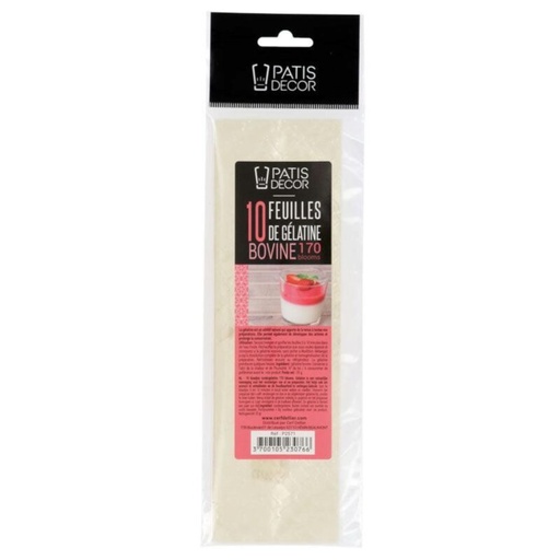 [08075075] PATISDECOR BOVINE GELATIN 170 BLOOMS 10 SHEETS OF 2.5G