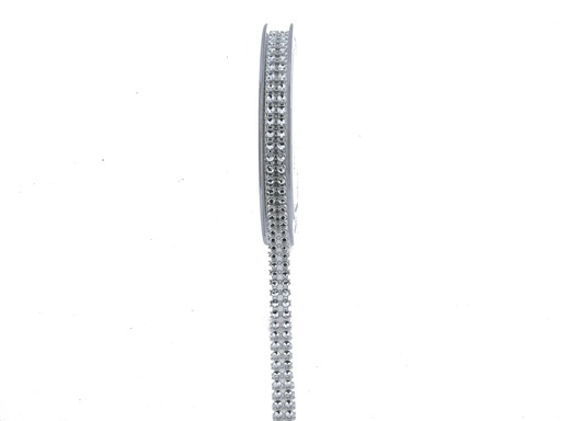 [60795767] "SANTANA" LINT ZILVEREN STRASS 10 MM X 4 M