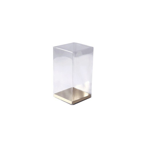 [41603106] +BOITE TRANSPARENTE FOND OR 70X70X H/140  COLIS DE 10 BOITES