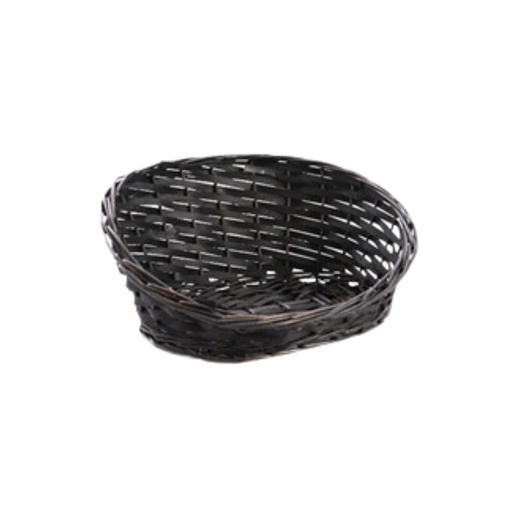 [60700782] BLACK WOODEN WICKER CAT BASKET 34X29XH5/15CM