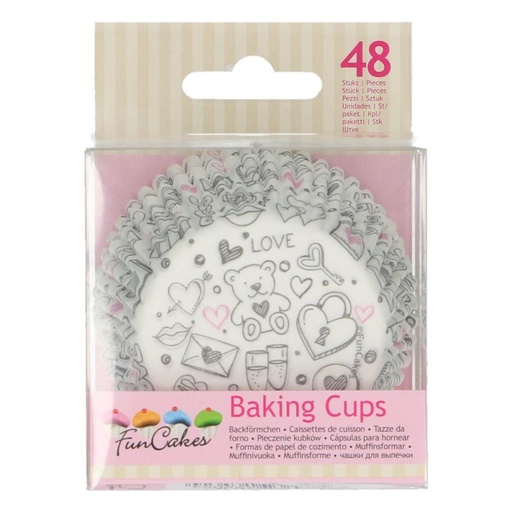 [70407303] FunCakes Cupcakevormpjes Liefdes Doodle48 STUKKEN =BLISTER