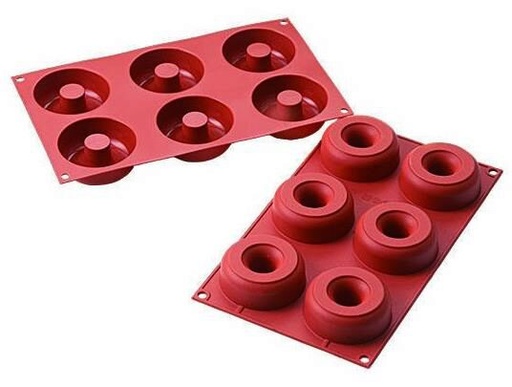 [70408300] SILIKOMART SF170 MOLD 6 DONUTS Ø75 HT 28MM 98ML NON-STICK GN1/3 -50° TO 250°