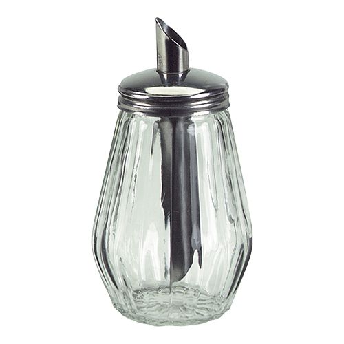[51002060] GLAZEN SUIKERPOT MET RVS MAATLEPEL 26CL
