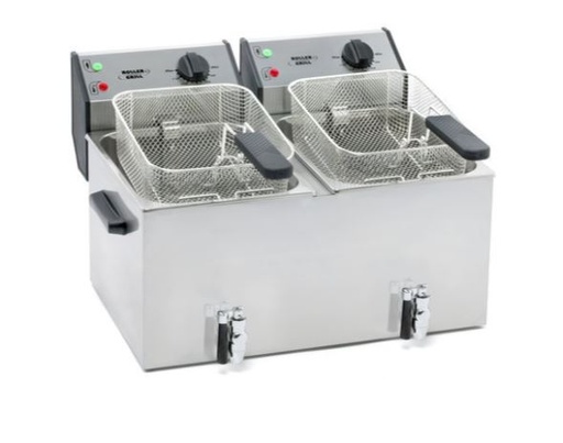 [62250228] ROLLER GRILL DUBBELE FRITEUSE MET KRAAN 2X8L 2X230V